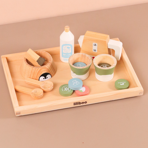 Bundle CHAYA Matcha Set + NARA Montessori Tray Small - Mainan Pretend Play by Liliboo
