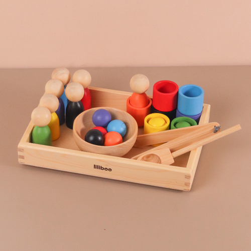 Bundle YOKO Colour Matching Set 3 in 1 & NARA Montessori Tray Medium - Mainan Montessori by Liliboo