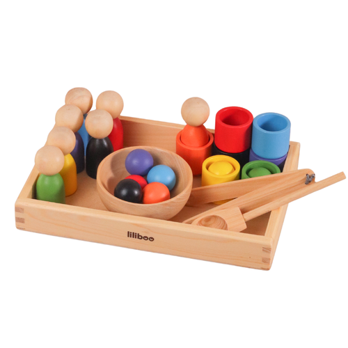 Bundle YOKO Colour Matching Set 3 in 1 & NARA Montessori Tray Medium - Mainan Montessori by Liliboo