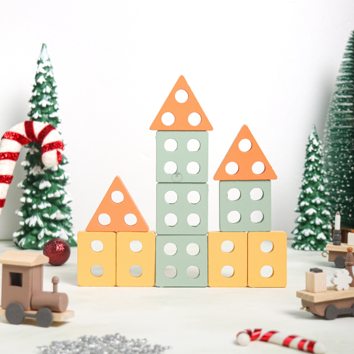 KURI Basic Geometry Sorting Stacking 3 In 1 - Mainan Puzzle Kayu by Liliboo