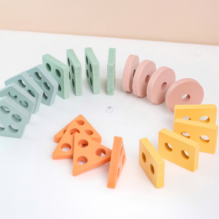 KURI Basic Geometry Sorting Stacking 3 In 1 - Mainan Puzzle Kayu by Liliboo