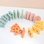 KURI Basic Geometry Sorting Stacking 3 In 1 - Mainan Puzzle Kayu by Liliboo
