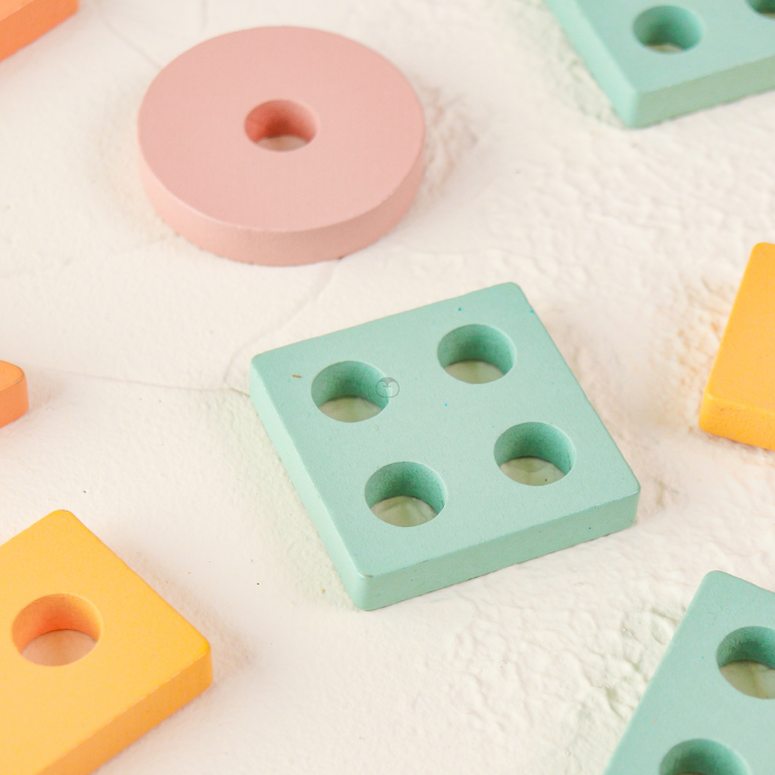 KURI Basic Geometry Sorting Stacking 3 In 1 - Mainan Puzzle Kayu by Liliboo