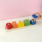 KURI Basic Geometry Sorting Stacking 3 In 1 - Mainan Puzzle Kayu by Liliboo