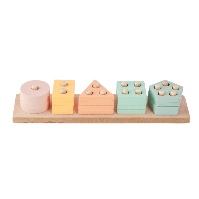 KURI Basic Geometry Sorting Stacking 3 In 1 - Mainan Puzzle Kayu by Liliboo
