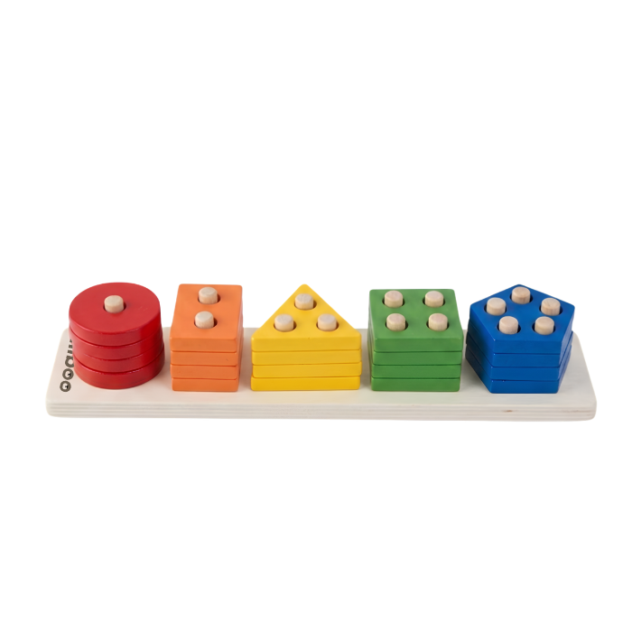 KURI Basic Geometry Sorting Stacking 3 In 1 - Mainan Puzzle Kayu by Liliboo
