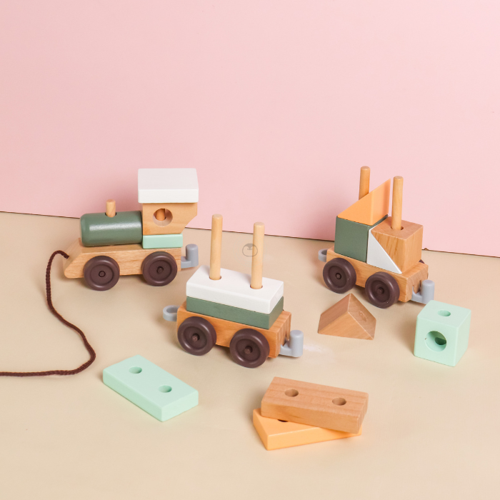 RURI Pull Along Wooden Train - Mainan Balok Susun by Liliboo